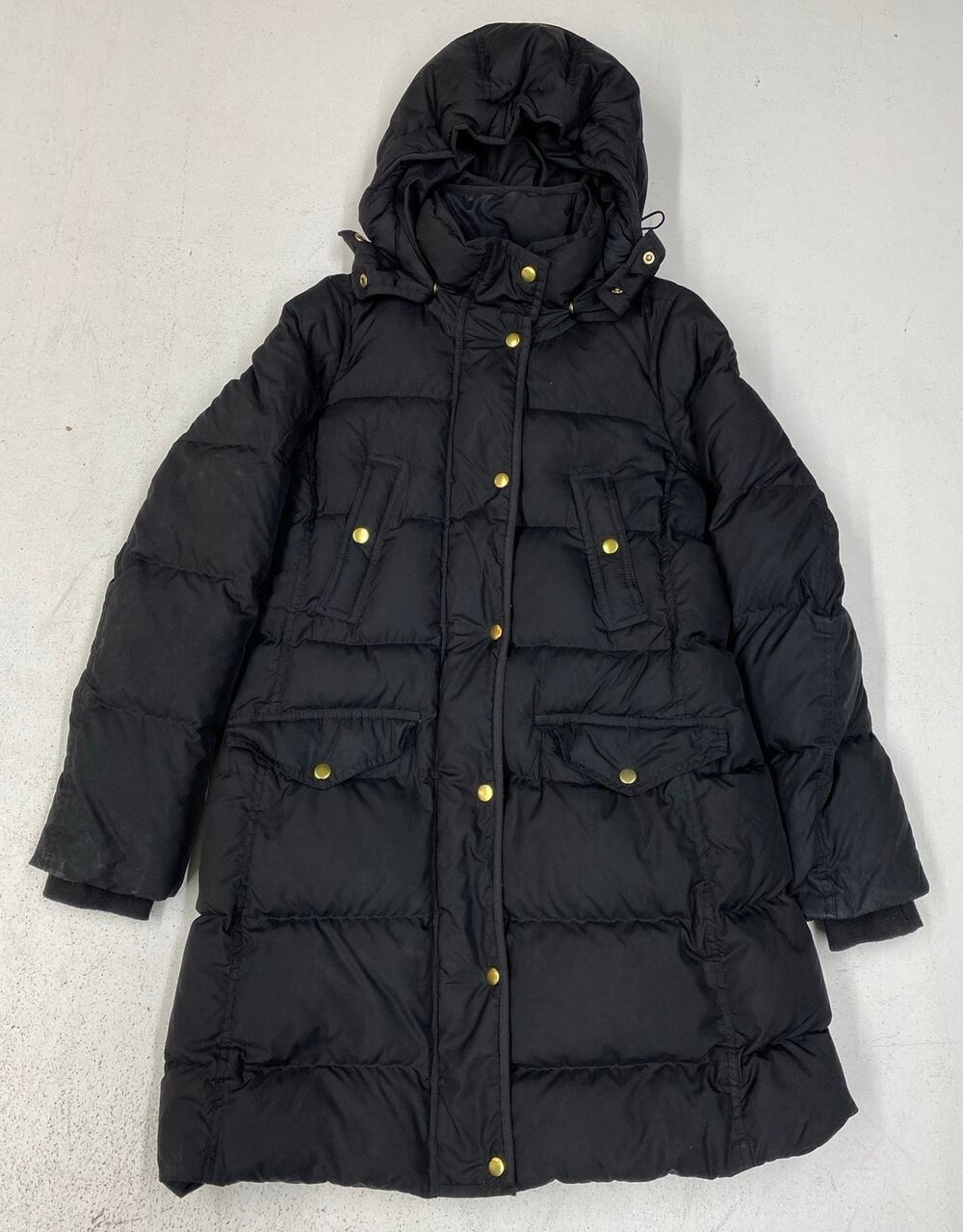 Women J. Crew Wintress hooded puffer down zip-up winter parka coat jacket S